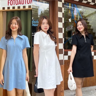 chuuchop_พร้อมส่ง(C7847)✨🥣🧈Peanut butter dress ชุดเดรสสั้นคอปก มี3สี