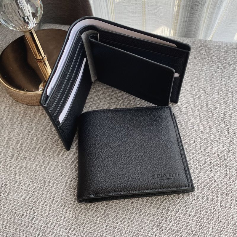 สด-ผ่อน-กระเป๋าสตางค์ผู้ชาย-มีไส้-สีดำ-หนังนิ่ม-f74991-compact-id-wallet-in-sport-calf-leather-black