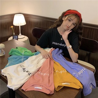 🔥🔥(พร้อมส่ง‼️)🔥🔥เสื้อยืดแขนสั้นทรงOversize ปักอักษร No.218