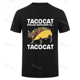 เสื้อยืดผ้าฝ้ายพิมพ์ลายขายดี เสื้อยืดลําลอง แขนสั้น พิมพ์ลาย Tacocat Spelled Backwards Is Tacocat สําหรับผู้ชาย เสื้อยืด