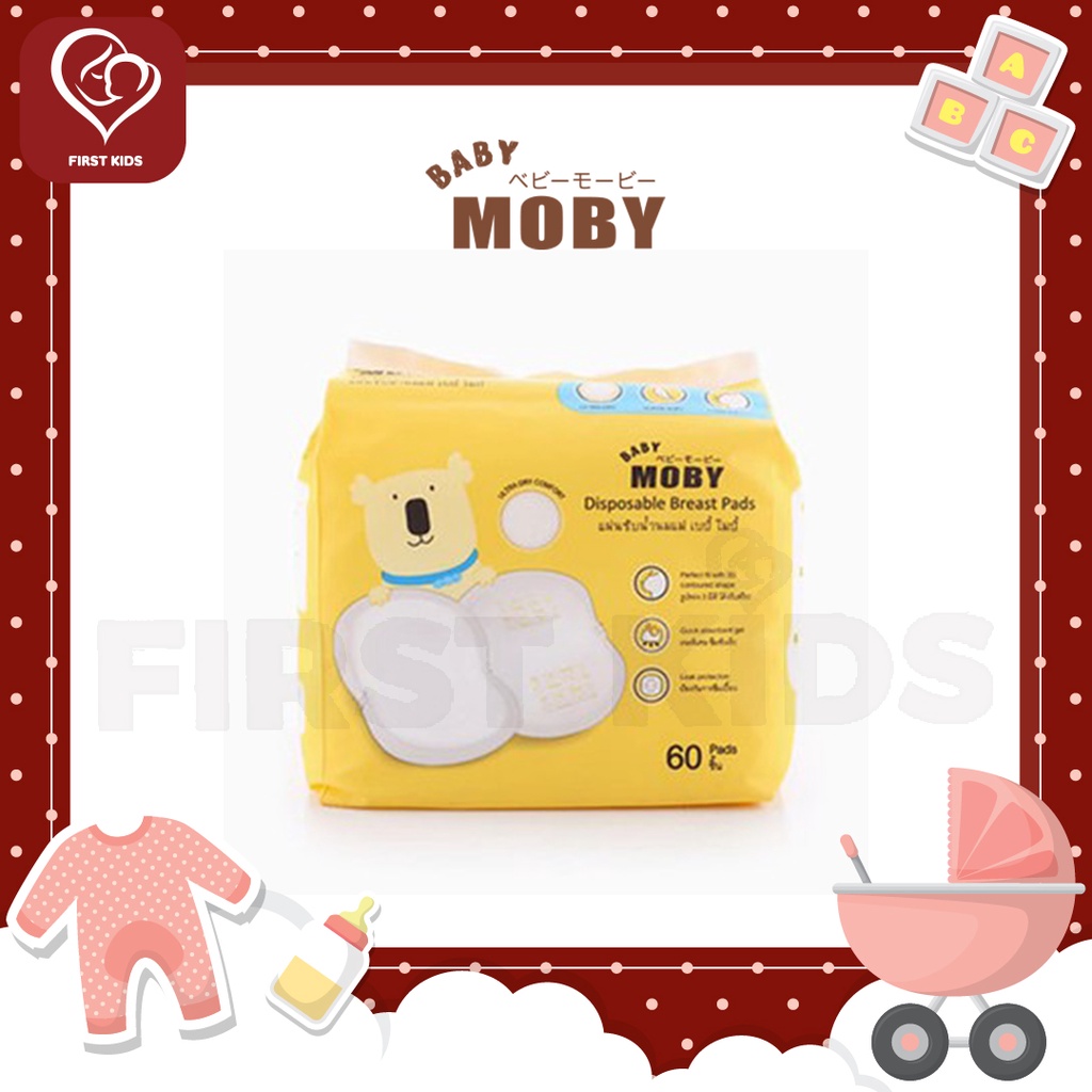Baby Moby Disposable Breast Pads แผ่นซับน้ำนมแม่ 60  pcs#firstkids#ของใช้เด็ก#ของเตรียมคลอด 10736