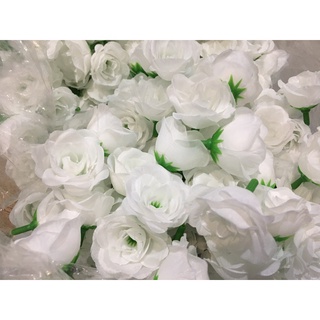 ดอกกุหลาบบานสีขาว ดอกกุหลาบสีขาวราคาส่ง( 1ถุง50ดอก) ดอกกุหลาบบานปลอม ดอกกุหลาบผ้า พร้อมส่ง