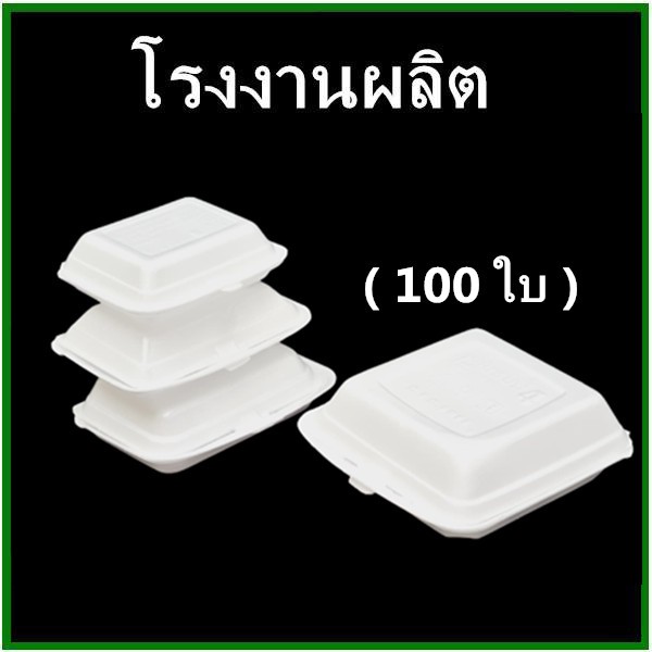 100ใบ-1แพ็ค-กล่องโฟม-กล่องโฟมใส่ข้าว-โฟมใส่อาหาร-โฟมบรรจุอาหาร