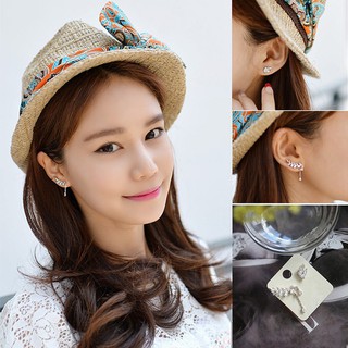 Asymmetry Leaves Crystal Rhinestone สร้อยคอ Studs Drop Pair ส่วนลด100 บาท โค้ด