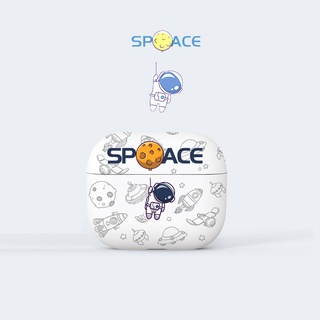 Frosted รู้สึกหูฟังกรณี SPACE นักบินอวกาศสำหรับ AirPods3gen กรณีหูฟัง 2021 ใหม่สำหรับ AirPods3 หูฟังเข้ากันได้กับ AirPodsPro กรณี AirPods2gen