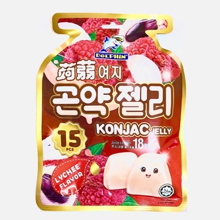 🍒 ซองใหญ่ 15pcs 300g เยลลี่บุก รสลิ้นจี่ Dolphin KONJAC Jelly Extra 50% LYCHEE Flavor