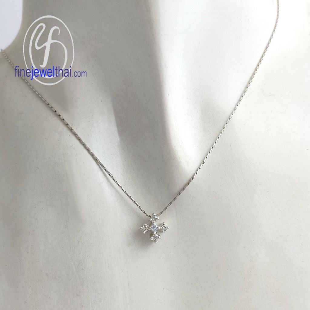 finejewelthai-จี้อะความารีน-จี้เพชรcz-จี้พลอย-พลอยประจำเดือนเกิด-aquamarine-silver-pendant-birthstone-p1049aq00