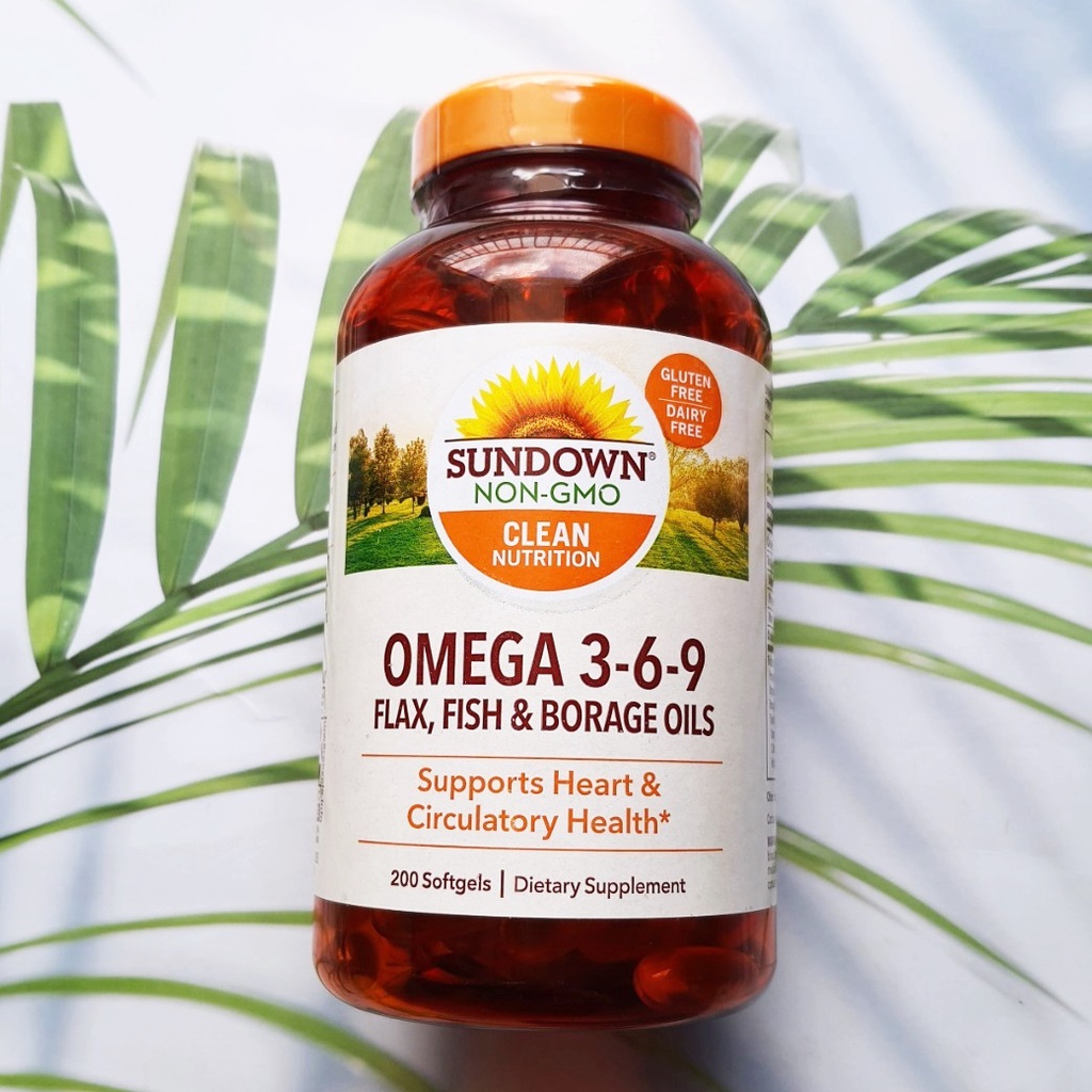 โอเมก้า 369 Omega 369 Flax, Fish & Borage Oils 200 Softgels (Sundown Naturals®) Shopee