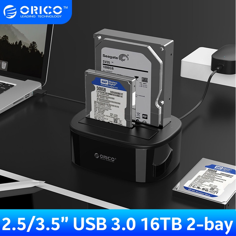 ราคาและรีวิวORICO 6228us3 สถานีเชื่อมต่อฮาร์ดไดรฟ์แบบ Dual-Bay สำหรับ 2.5/3.5นิ้ว HDD SSD SATA เป็น USB 3.0 HDD Docking Station 16TB