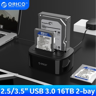ORICO 6228us3 สถานีเชื่อมต่อฮาร์ดไดรฟ์แบบ Dual-Bay สำหรับ 2.5/3.5นิ้ว HDD SSD SATA เป็น USB 3.0 HDD Docking Station 16TB