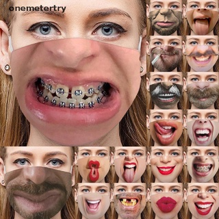 สินค้า 【onem】หน้ากากปิดปาก ผ้าฝ้าย พิมพ์ลายหน้าตลก 3D ซักทําความสะอาดได้ ใช้ซ้ําได้ สําหรับผู้ใหญ่