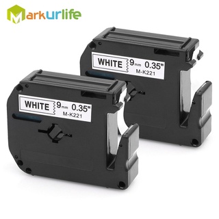 2 PCS/Lot M-K221 MK221 Black on White  Label Compatible for Brother P touch printer PT100 PT65 PT85 9mm (3/8&quot;) x 8m