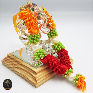 Ananta Ganesh ® พวงมาลัยแขก (อินเดียแท้) ขนาด 5" สีแดง-เหลือง พระพิฆเนศ พระแม่ลักษมี ท้าวเวสสุวรรณ พระแม่ทุรคา Ma120 MA