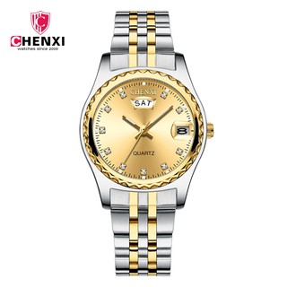 Chenxi ใหม่ นาฬิกาข้อมือแฟชั่น กันน้ํา สีทอง ประดับเพชร สไตล์อังกฤษ สําหรับผู้ชาย 2021
