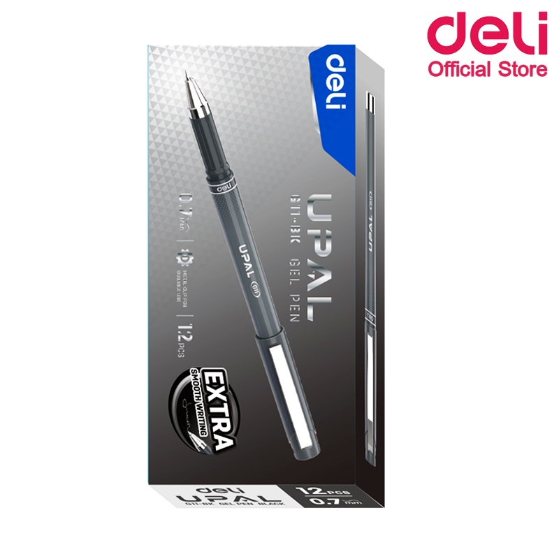 deli-g11-gel-pen-ปากกาเจล-หมึกดำ-0-7mm-แพ็คกล่อง-12-แท่ง-ปากกา-อุปกรณ์การเรียน-เครื่องเขียน-school-ปากกาเจลราคาถูก