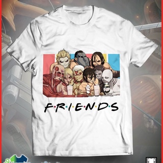 เสื้อยืดผ้าฝ้ายเสื้อยืดแขนสั้น พิมพ์ลาย Friends Attack On Titan Shingeki No Kyojin แฟชั่นสําหรับผู้ชาย 2022L XL  XXL 3XL