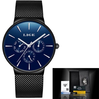 2019 LIGE Mens Watches Top Brand Luxury Waterproof Wrist Watch Ultra Thin Date Quartz Watch For