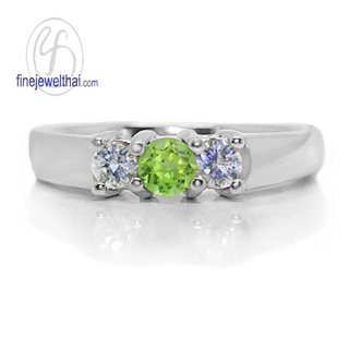 Finejewelthai-แหวนเพอริดอท-เพชรcz-แหวนเงิน-แหวนพลอยแท้-Periot-Silver-Ring_Birthstone-R1012pd (เลือกสีตัวเรือนได้)