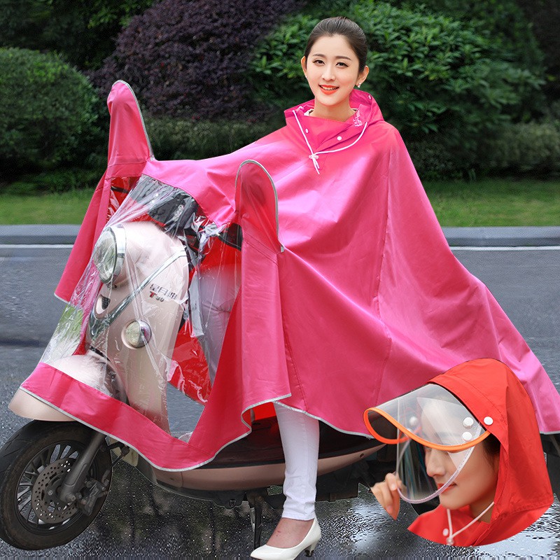 mortorcycle-raincoat-เสื้อกันฝนมอเตอร์ไซ์-เสื้อคลุมกันฝน-ชุดกันฝน-เพิ่มความใหญ่และความหนา-ฝาครอบไฟโปร่งใส-หมวกคู่-5xl