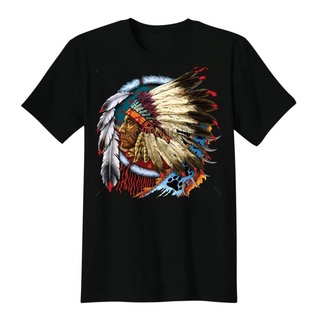 เสื้อยืดผ้าฝ้ายพิมพ์ลายขายดี Yuanl5 [พร้อมส่ง] เสื้อยืดแขนสั้นลําลอง ผ้าฝ้าย 100% พิมพ์ลาย Native American Indian Chief