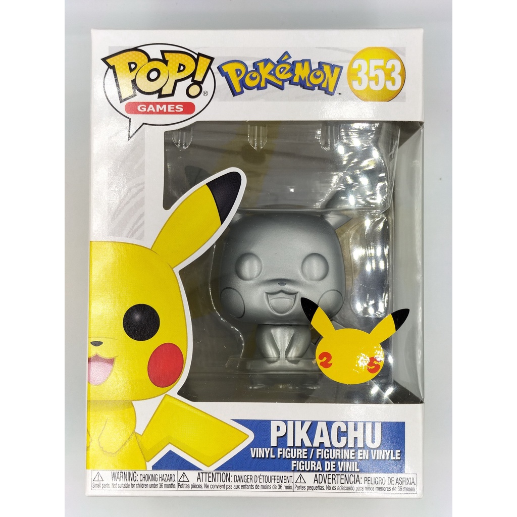 funko-pop-pokemon-pikachu-metallic-สีเงิน-353-กล่องมีตำหนินิดหน่อย