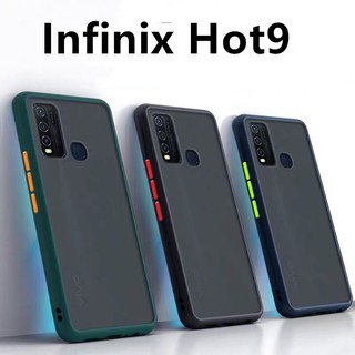 [ ส่งจากไทย ] Case Infinix Hot 9 เคสกันกระแทก ปุ่มสีผิวด้าน ขอบนิ่มหลังแข็ง เคสโทรศัพท์ พร้อมส่ง