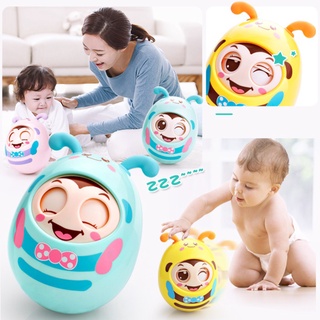 Roly-polyของเล่นเด็กเล็กอายุ 0 ถึง 3 ปีที่ไม่เหมือนใคร ตุ๊กตาล้มลุกส่งเสียงกรุ๊งกริ๊ง กระพริบตาได้