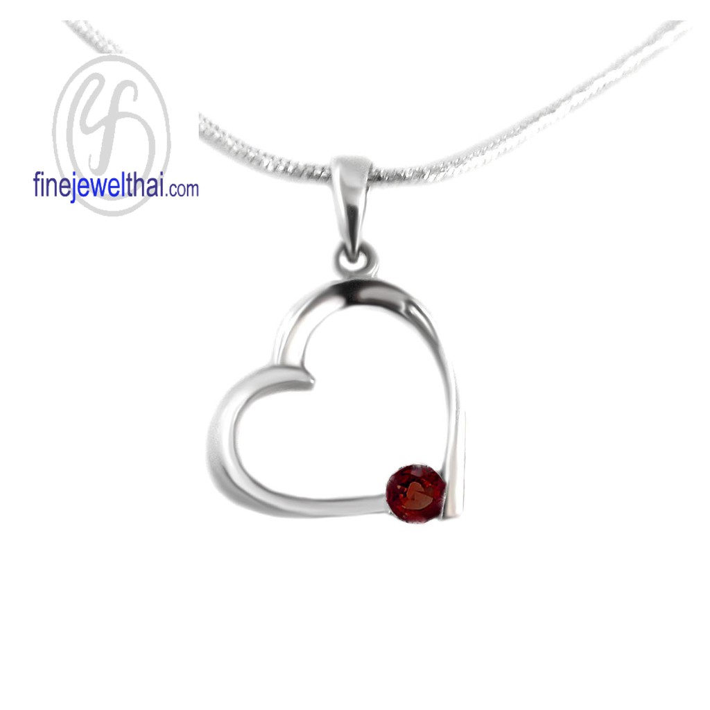 finejewelthai-จี้-โกเมน-เงินแท้-จี้พลอย-หัวใจ-พลอยประจำเดือนเกิด-garnet-pendant-silver925-p1102gm