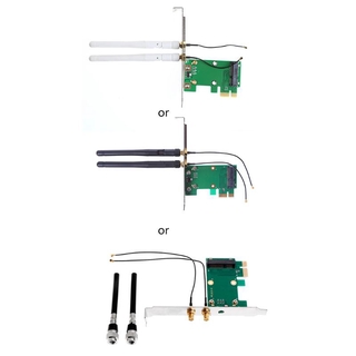 PCIE ❤ WiFi Network Card Mini PCI-E to PCI-E 1 X Desktop อะแดปเตอร์ + 2 Antennas