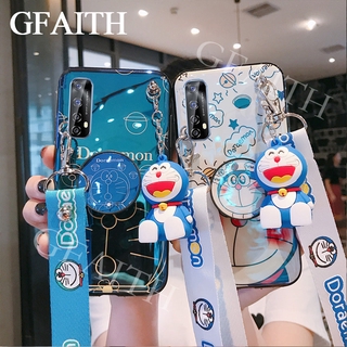 Ready Stock เคสโทรศัพท์ Realme Narzo 20 Pro 2020 New Casing Phone Case Blu-ray Doraemon Cartoon Doll Bracket With Fashion Letter Strap Cover เคส Realme Narzo 20Pro