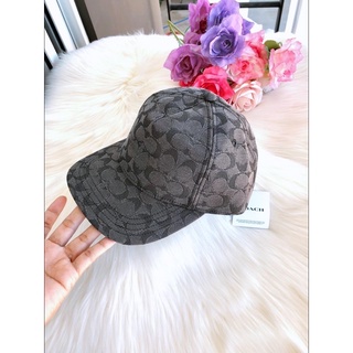 หมวก Coach ด้านหลังปรับระดับได้ Baseball Hat In Metallic Signature Style No. C6681 สีดำ ลายซี