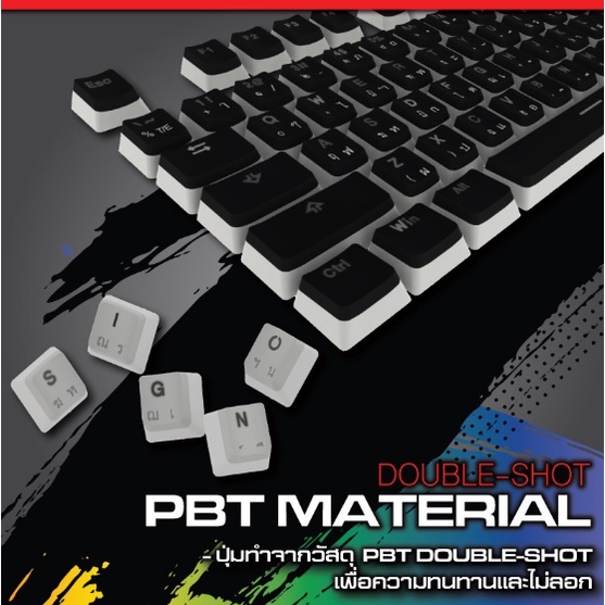 ภาพสินค้า(KC-002) KEYCAPS (คีย์แคป) SIGNO ไทย-อังกฤษ Double-Shot PBT 104 ปุ่ม Mechanical Keyboard ของแท้ จากร้าน somconnect บน Shopee ภาพที่ 7