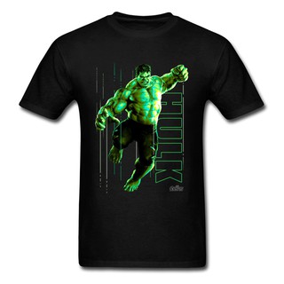 Marvel Tshirt Men เสื้อยืดเสื้อกล้าม Incredible Glow Hulk เสื้อดำ Tops Tee Shirt ผ้าฝ้ายซูเปอร์ฮีโร่