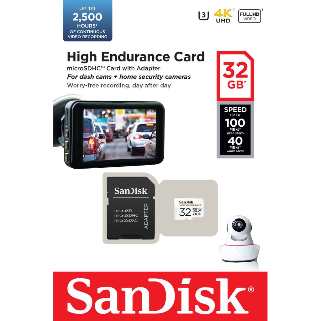 ภาพหน้าปกสินค้าSanDisk High Endurance MicroSD Card ขนาดความจุ 32 / 64 / 128 GB สำหรับกล้องติดรถยนต์และกล้องวงจรปิด สินค้าใหม่ของแท้ มีป จากร้าน robirdskiebbravo บน Shopee