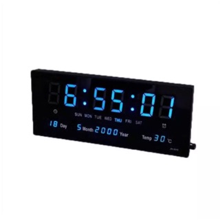 #ส่งฟรีเคอรี่ นาฬิกาดิจิตอลLED Number Clock แขวนผนัง รุ่น3615 ขนาด36X15X3CM (ตัวเลขสีนำ้เงิน)