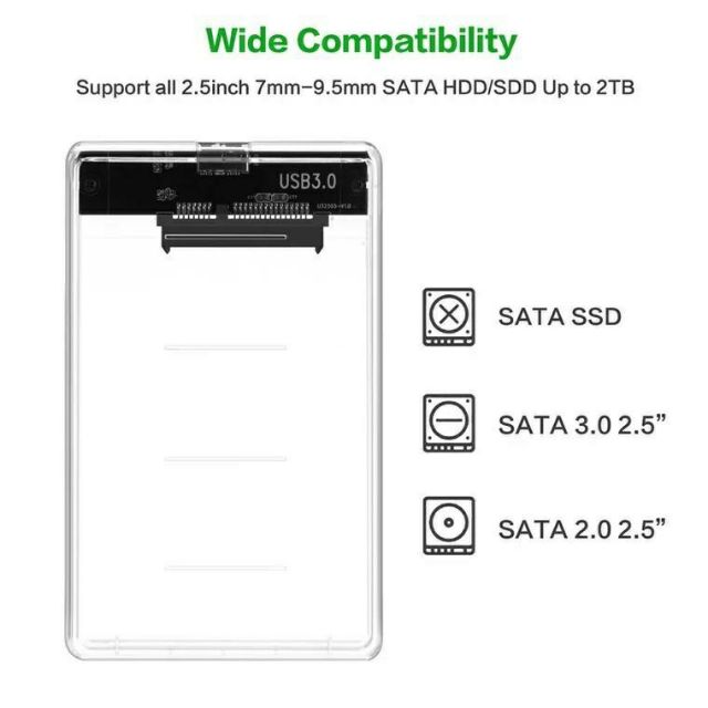 ภาพสินค้า2.5-Inch SATA 3.0 To USB 3.0 Hard Drive Disk Box HDD External Enclosure SATA HDD And SSD -Transparent แบบใสพร้อมสาย จากร้าน togethergadget บน Shopee ภาพที่ 2