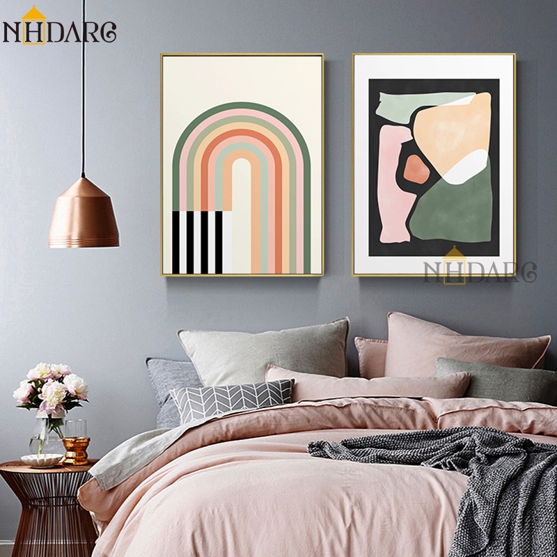 nhdarc-ภาพโปสเตอร์-ภาพวาดผ้าใบ-พิมพ์ลายเส้น-สีสันสดใส-ศิลปะสมัยใหม่-นอร์ดิก-ตกแต่งผนังบ้าน-ห้องนั่งเล่น