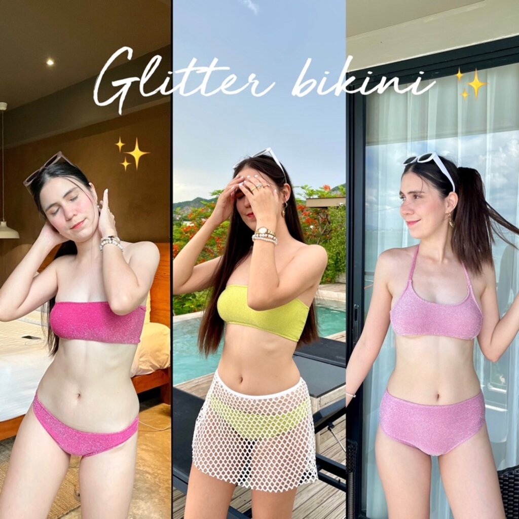 bikini-glitter-set-เซตบิกินี่-2-ชิ้น-งานผูกคอผูกหลัง-ผ้ากลิตเตอร์เล่นแสงสุดอย่างดี-แนะนำต้องมีติดตู้เลยน๊า-cropbkk