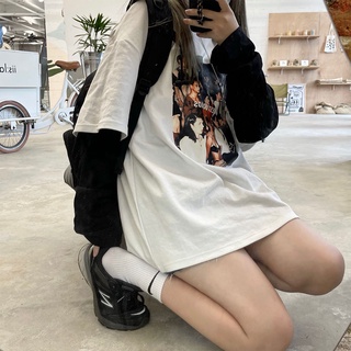 เสื้อยืดสีขาว ผู้หญิง แขนสั้น สไตล์ใหม่ เสื้อผ้าผู้หญิง หลวม ท็อปส์ซูอินเทรนด์
