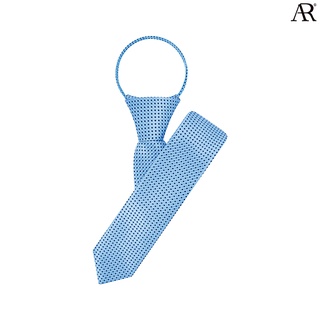 ANGELINO RUFOLO Zipper Tie 5 CM. (เนคไทสำเร็จรูป) ผ้าไหมทออิตาลี่คุณภาพเยี่ยม ดีไซน์ Diamond Dot สีฟ้า