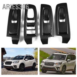 Aries306 ฝาครอบปุ่มสวิตช์หน้าต่าง ที่เท้าแขนประตูรถยนต์ ภายใน สําหรับ Subaru Forester Sk 2019 4 ชิ้น