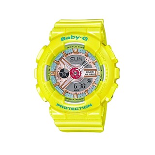 BABY-G รุ่น BA-110CA-9A  Casio นีโอพาสเทล นาฬิกาข้อมือผู้หญิงสายเรซิ่น สีเหลือง