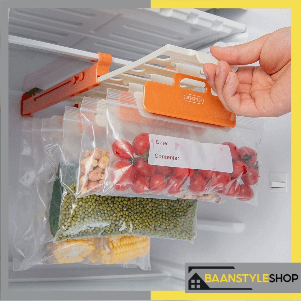 ที่เก็บของในตู้เย็น-รางแขวนของ-ทีหนีบหนีบถุง-ที่หนีบถุงซิบล็อก-ที่จัดระเบียบตู้เย็น
