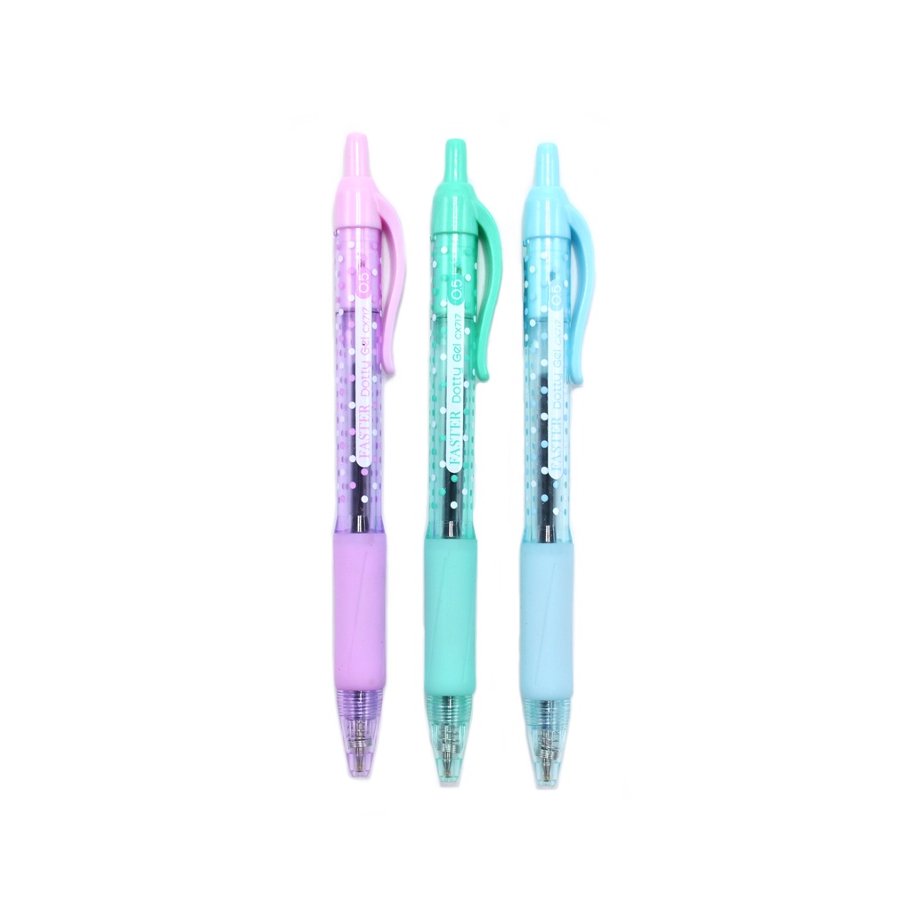 กล่อง12ด้าม-ปากกาหมึกเจลชนิดกด-faster-รุ่น-dotty-cx717-เขียนลื่น-หมึกแห้งไว-คละสี-ปากกา-ปากกาน้ำเงิน-ปากกาเจล