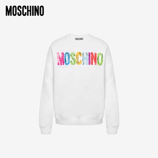Moschino เสื้อกันหนาว แขนยาว ผ้าฝ้าย พิมพ์ลายโลโก้ สําหรับผู้ชาย และผู้หญิง
