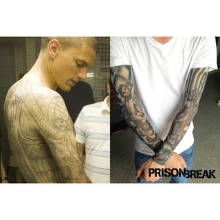 !พร้อมส่งในไทย ปลอกแขนสวมกันแสงแดด UV ลายรอยสัก จากซีรีย์ PRISON BREAK แผนลับแหกคุกนรก ไมเคิล สกอฟิลด์ Angel & Demon