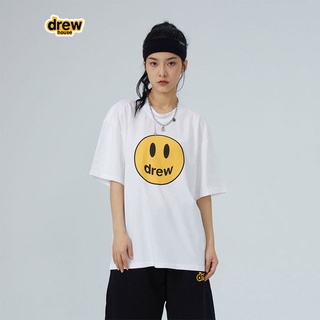 A2-drew house เสื้อยืด จัสติน บีเบอร์ ยิ้ม อเมริกัน hippop เดรสสั้นยูมิหลวม คู่รักผ้าฝ้ายแท้ในฤดูร้อน เสื้อยืดครึ่งแขนหน้ายิ้ม