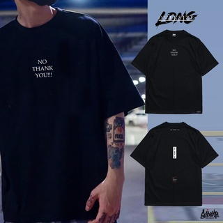 Just Say Bad  ® Oversize Long รุ่น No Thanks ( สกรีนนูน ) สีดำ เสื้อทรงเอ M L / OLS