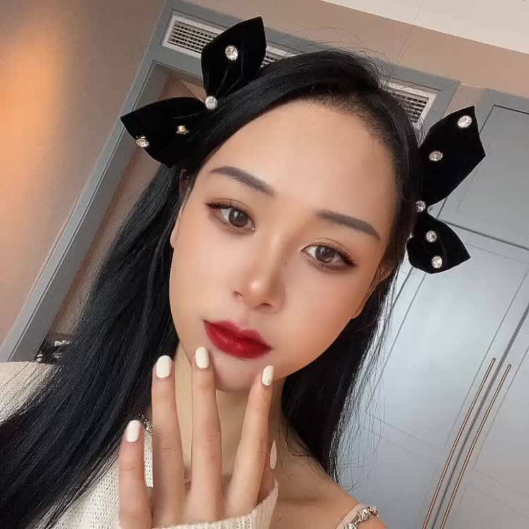 กิ๊บติดผม-รูปโบว์-ประดับเพชร-สไตล์เกาหลี-สําหรับผู้หญิง