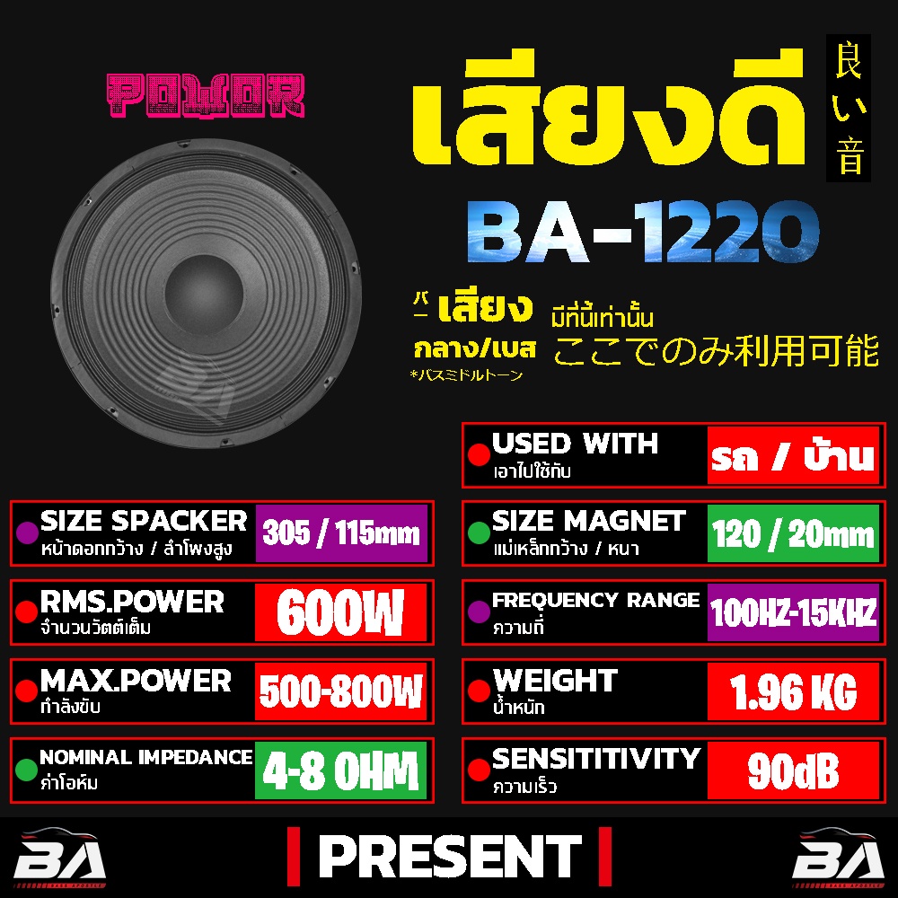 ba-sound-ดอกลำโพง-12-นิ้ว-600วัตต์-8ohm-ba-1220-ลำโพงเสียงกลาง-12-นิ้ว-ลำโพง-12-นิ้ว-ดอก-12-นิ้ว-ลำโพงกลางแจ้ง-12-นิ้ว